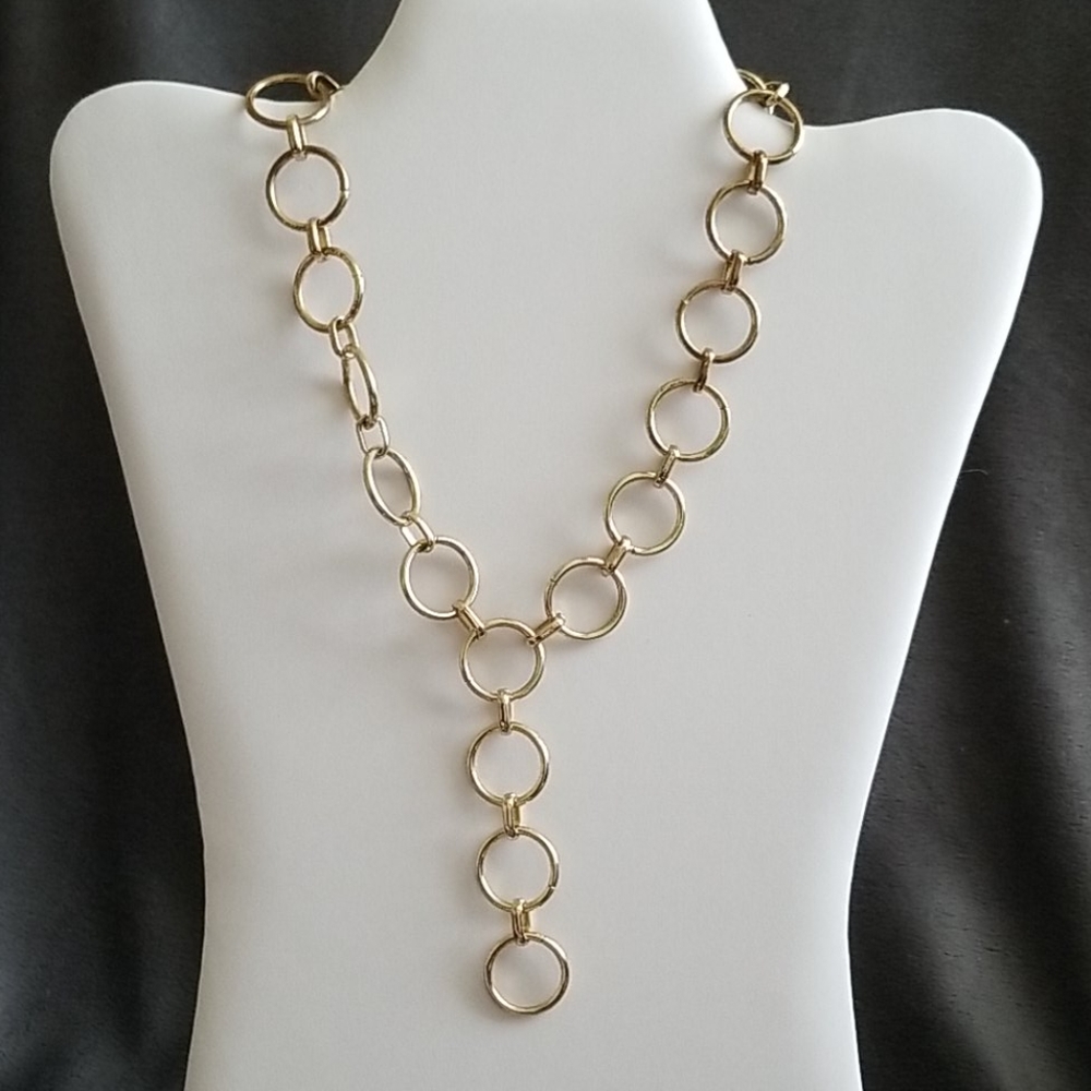 Gold Tone Round Chain Necklace